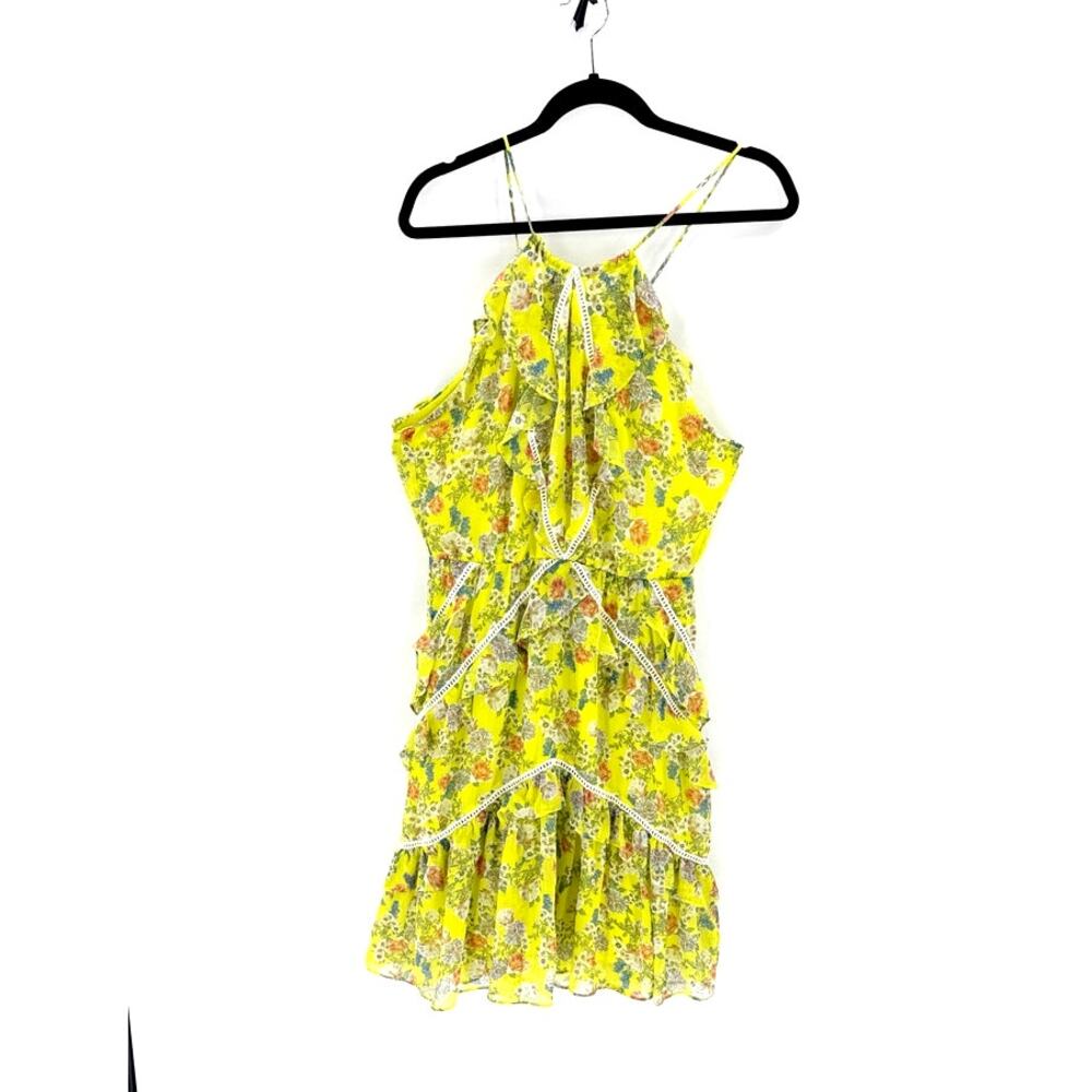 Marissa Webb Collective Yellow Floral Ruffle Halter Dress size 8 ruffle floral